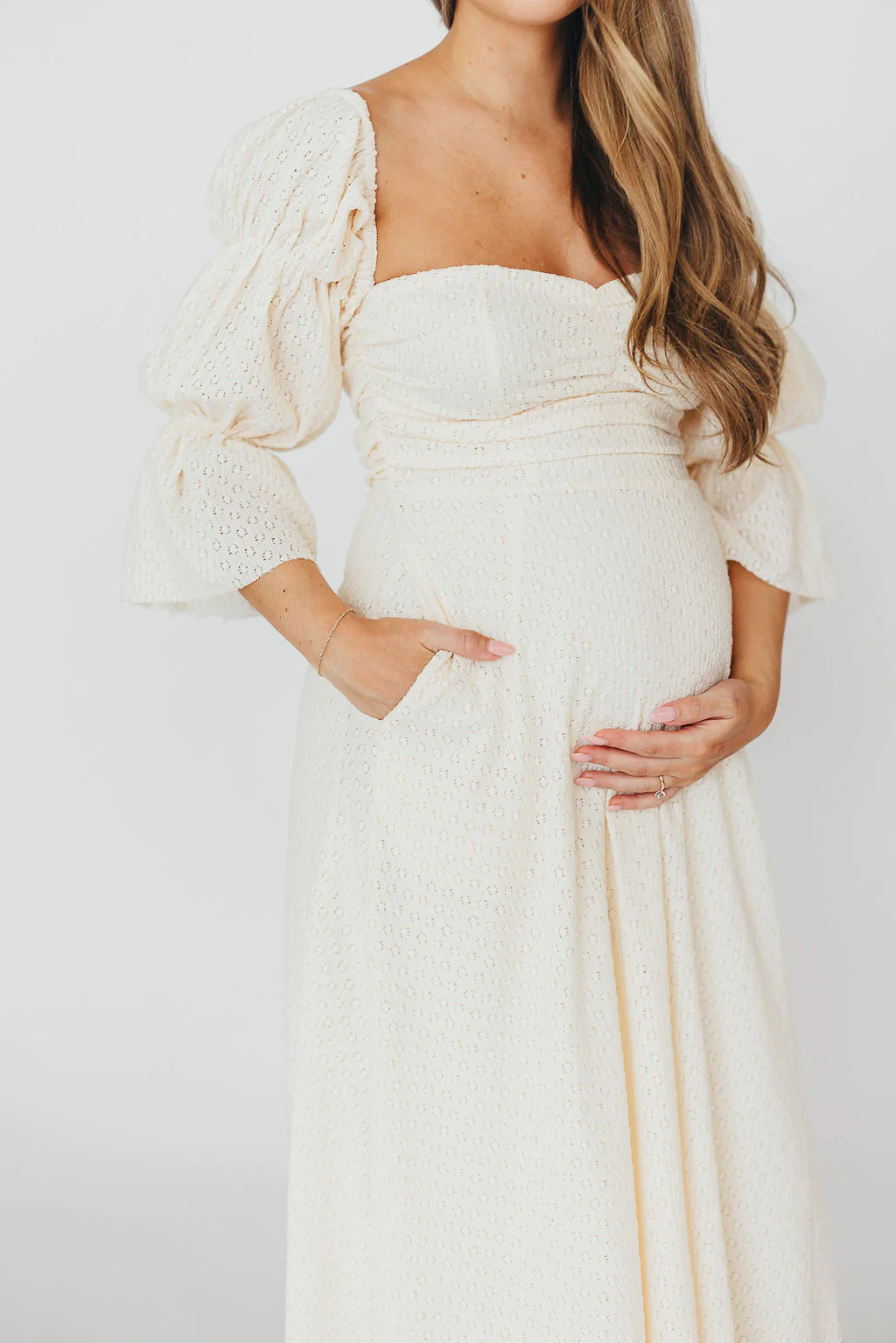 Corrine Tiered Sleeve Maxi Dress in Ivory Cream - Image 11