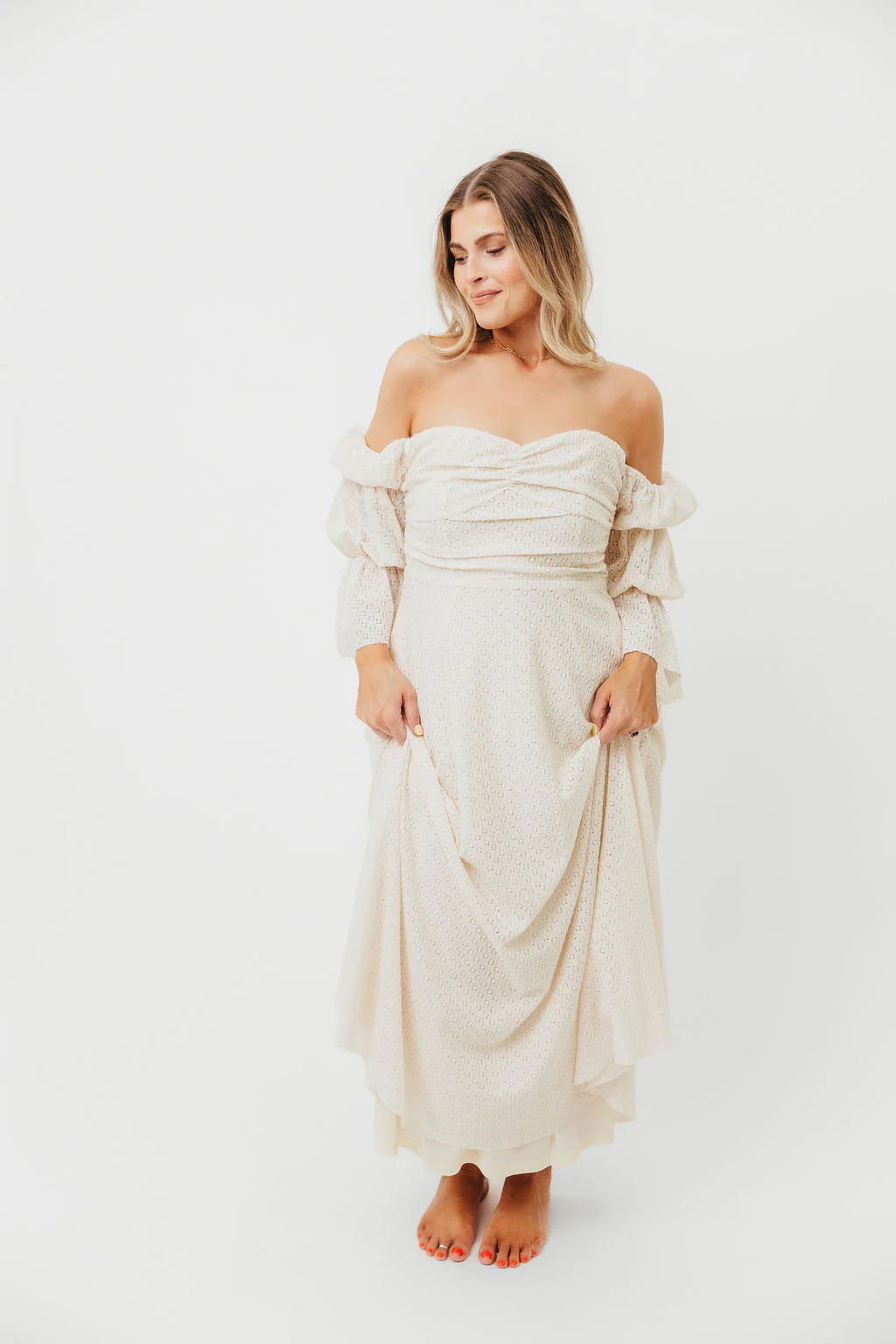 Corrine Tiered Sleeve Maxi Dress in Ivory Cream - Image 12