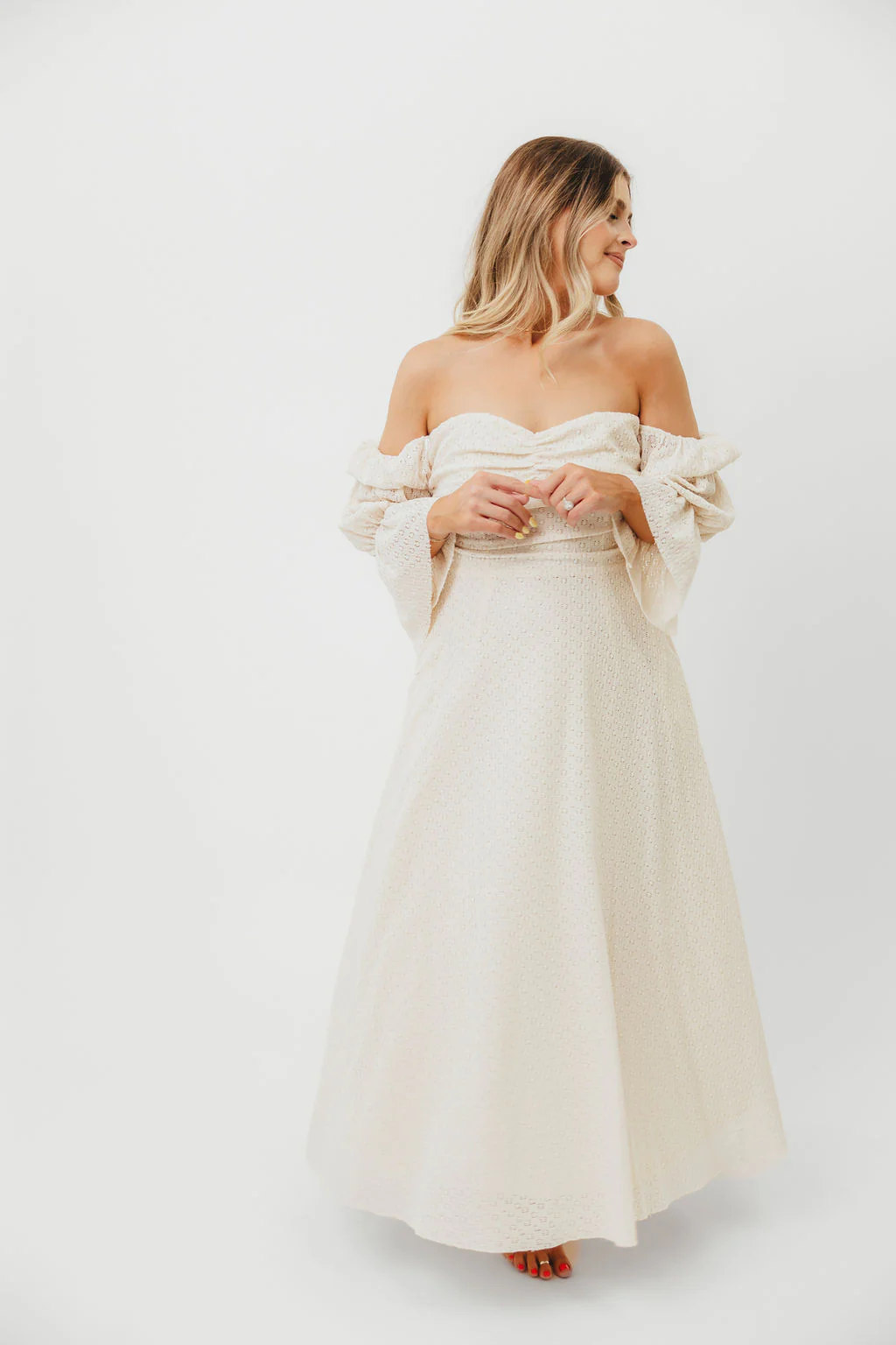 Corrine Tiered Sleeve Maxi Dress in Ivory Cream - Image 13