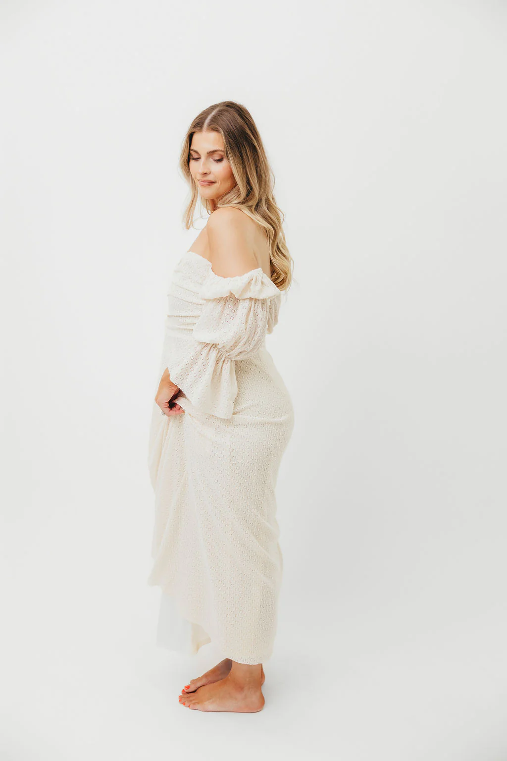 Corrine Tiered Sleeve Maxi Dress in Ivory Cream - Image 16