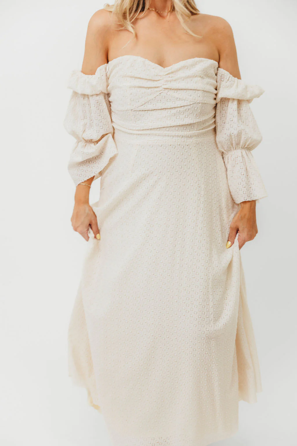 Corrine Tiered Sleeve Maxi Dress in Ivory Cream - Image 17