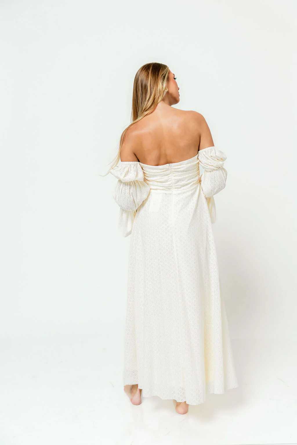 Corrine Tiered Sleeve Maxi Dress in Ivory Cream - Image 20