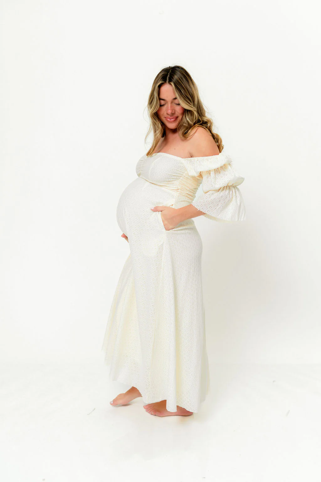 Corrine Tiered Sleeve Maxi Dress in Ivory Cream - Image 24