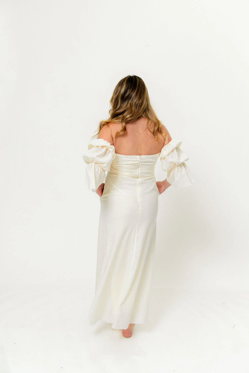 Corrine Tiered Sleeve Maxi Dress in Ivory Cream - Image 27