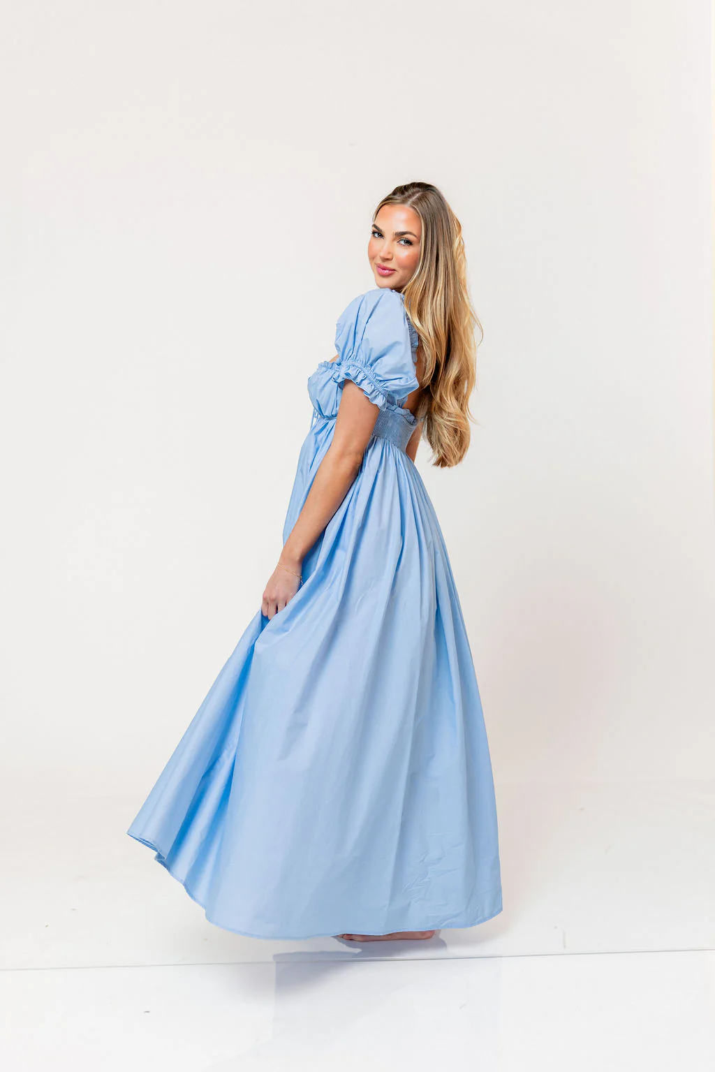 Olivia 100% Cotton Maxi Dress in Deep Blue - Bump Friendly - Image 11