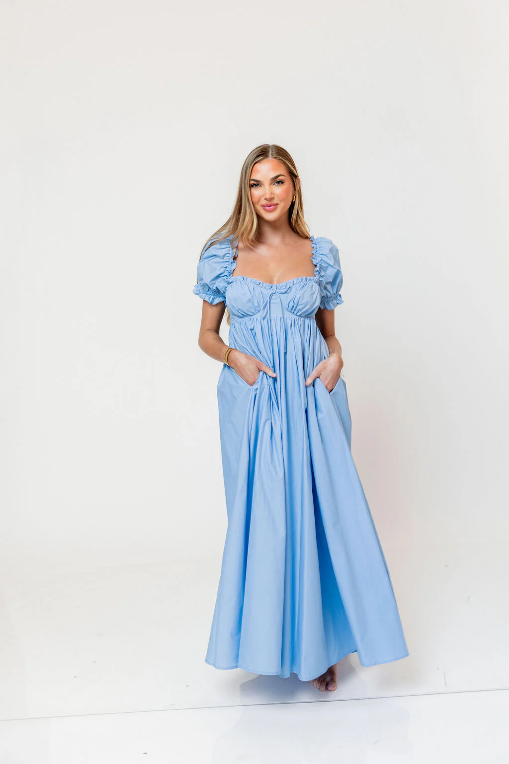 Olivia 100% Cotton Maxi Dress in Deep Blue - Bump Friendly - Image 13