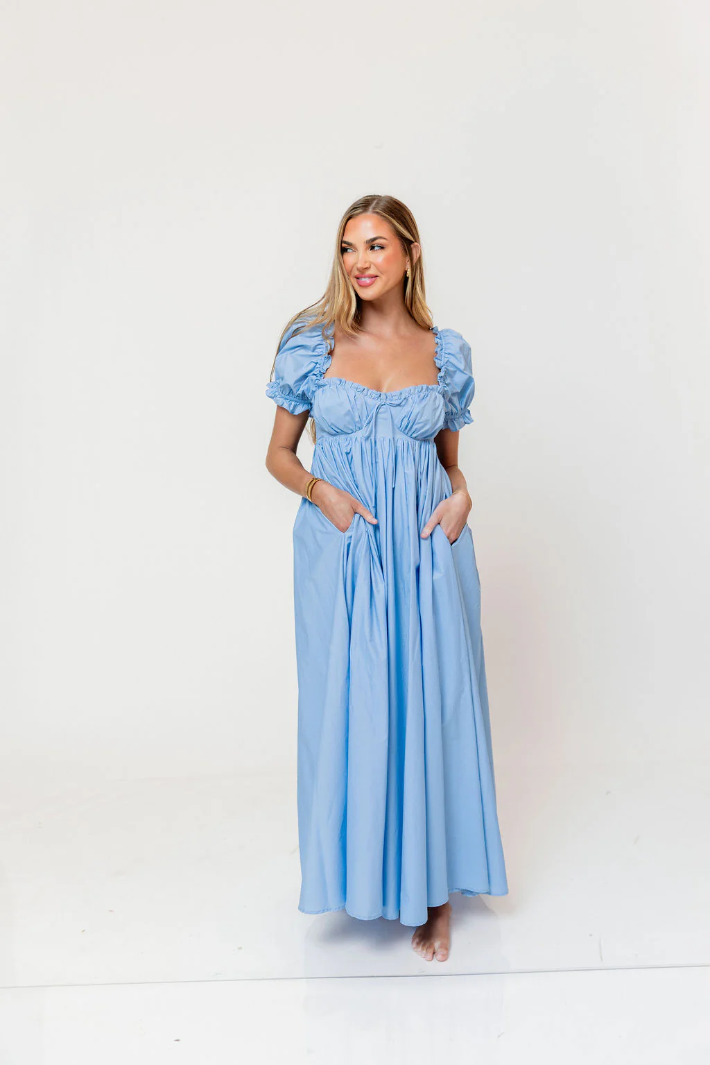 Olivia 100% Cotton Maxi Dress in Deep Blue - Bump Friendly - Image 14