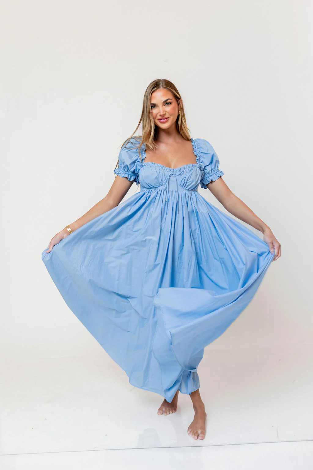 Olivia 100% Cotton Maxi Dress in Deep Blue - Bump Friendly - Image 15