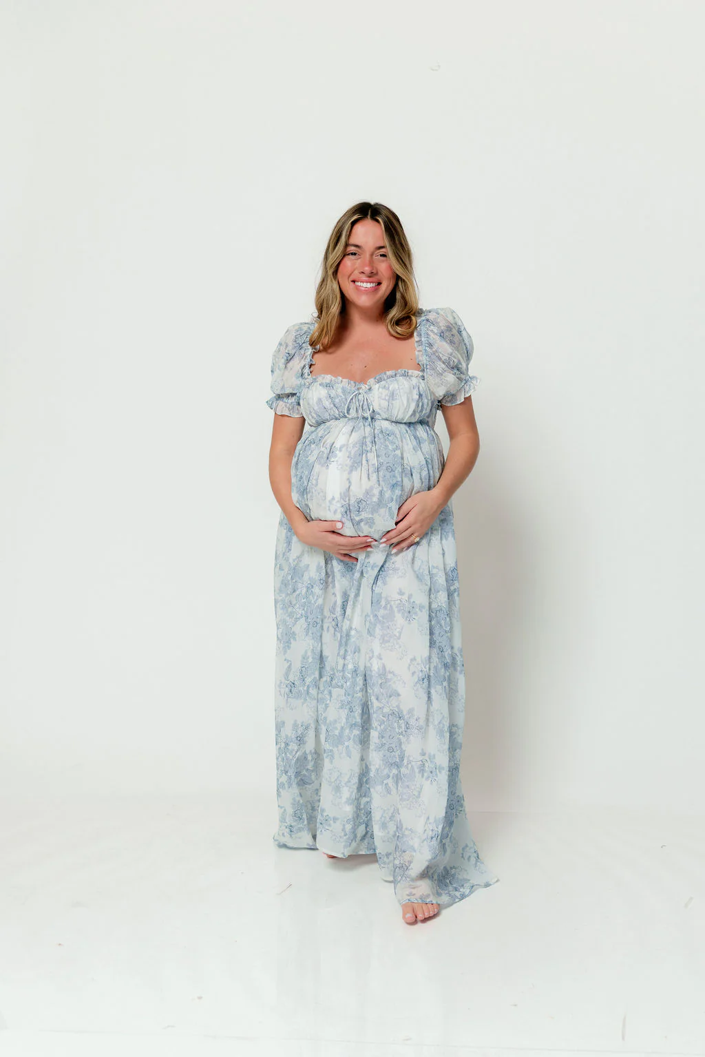Olivia Maxi Dress in Blue Floral - Bump Friendly - Image 11