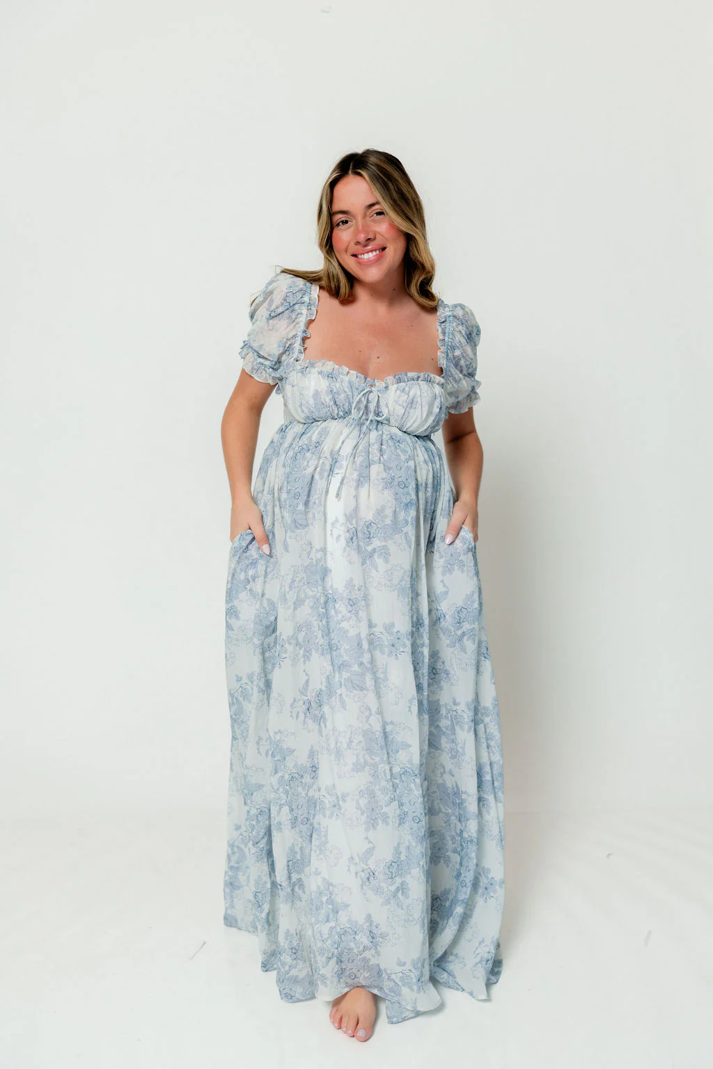 Olivia Maxi Dress in Blue Floral - Bump Friendly - Image 12