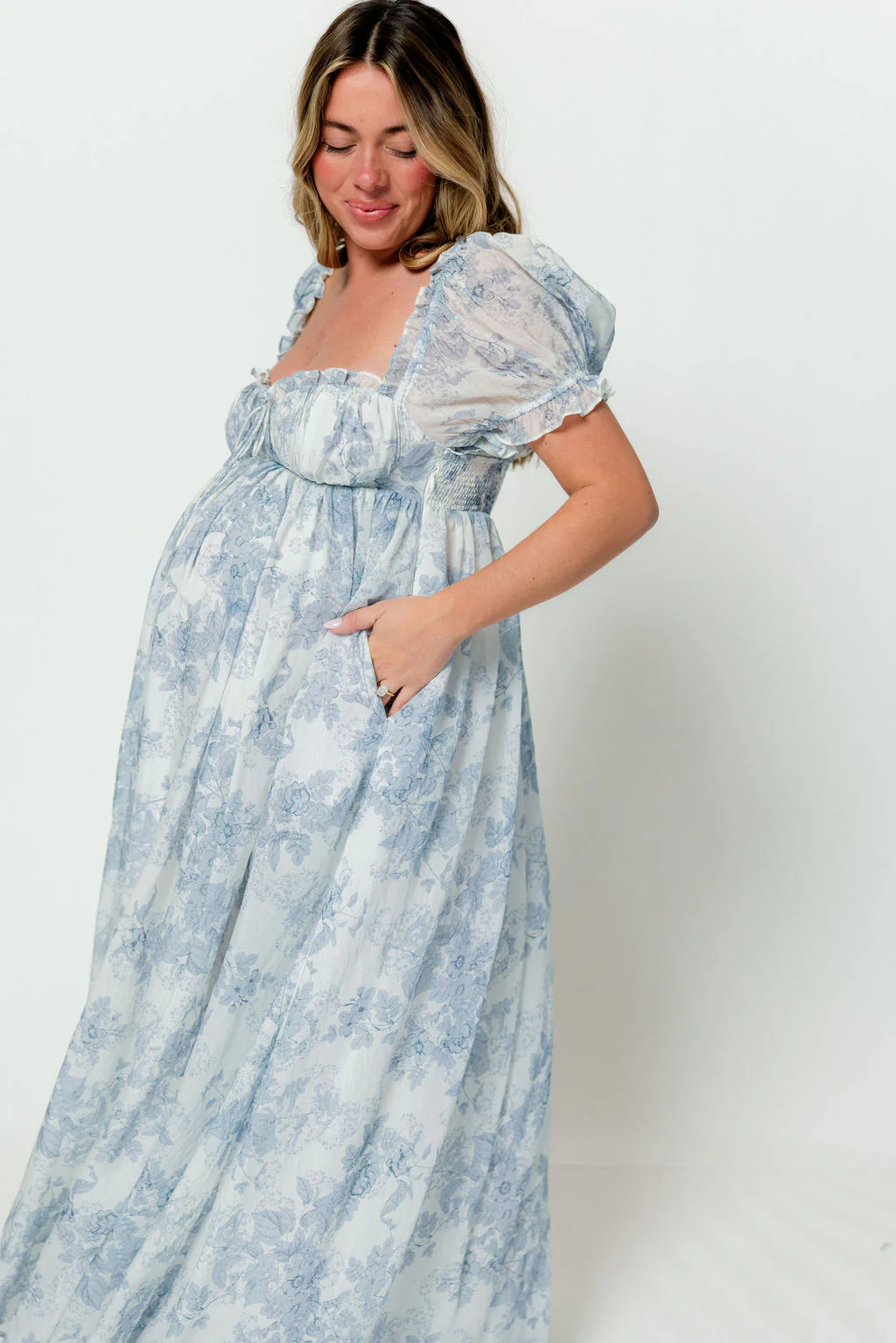 Olivia Maxi Dress in Blue Floral - Bump Friendly - Image 13