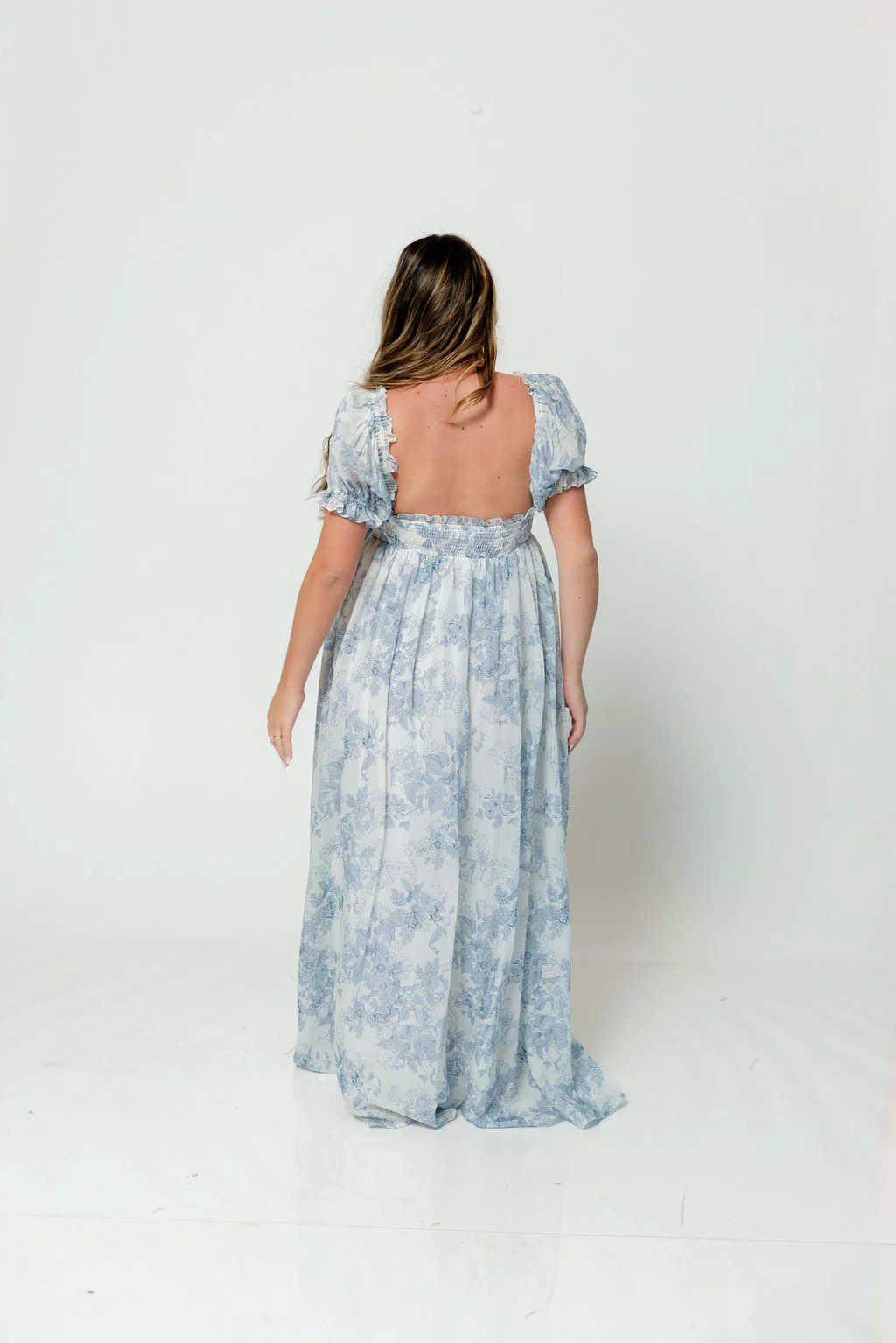 Olivia Maxi Dress in Blue Floral - Bump Friendly - Image 15