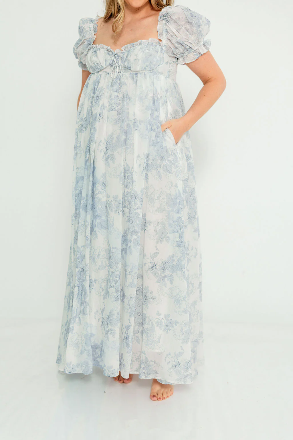 Olivia Maxi Dress in Blue Floral - Bump Friendly - Image 25