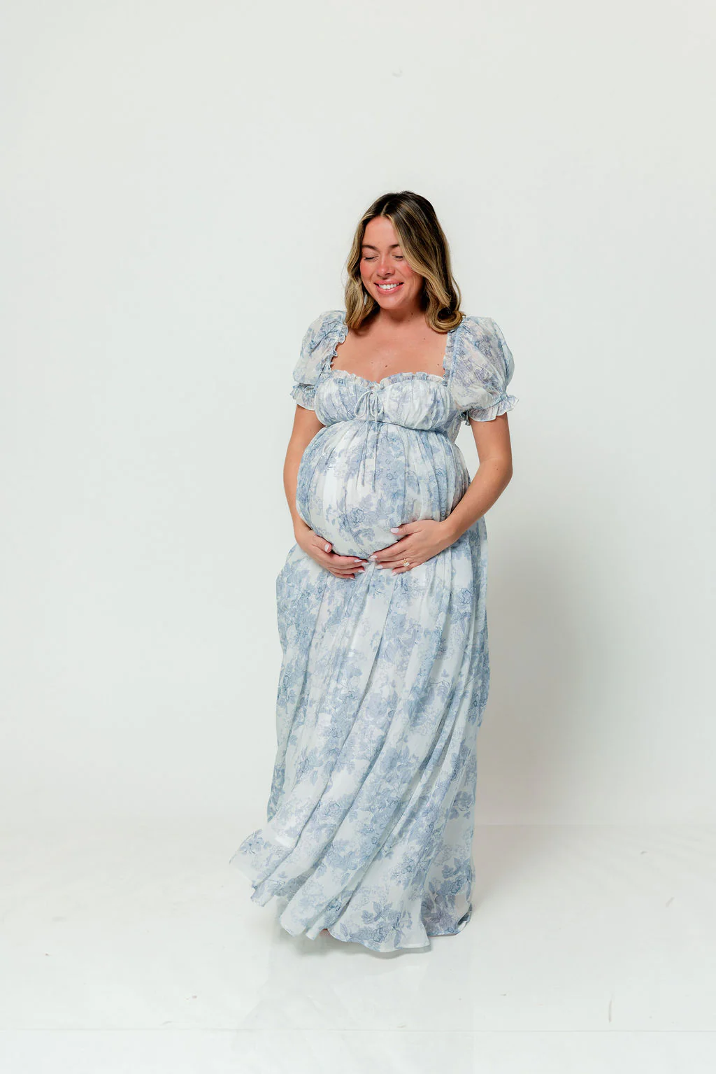 Olivia Maxi Dress in Blue Floral - Bump Friendly - Image 6