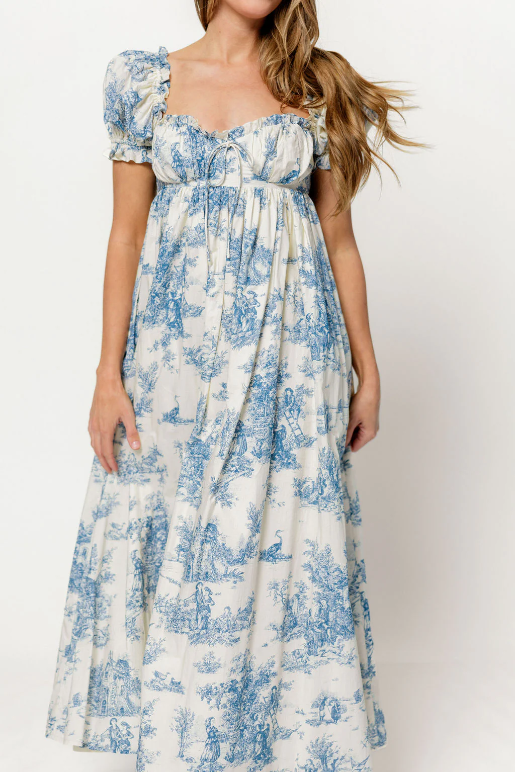 Olivia 100% Cotton Maxi Dress in Blue Toile - Bump Friendly - Image 12