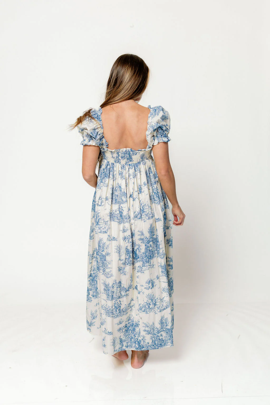 Olivia 100% Cotton Maxi Dress in Blue Toile - Bump Friendly - Image 14