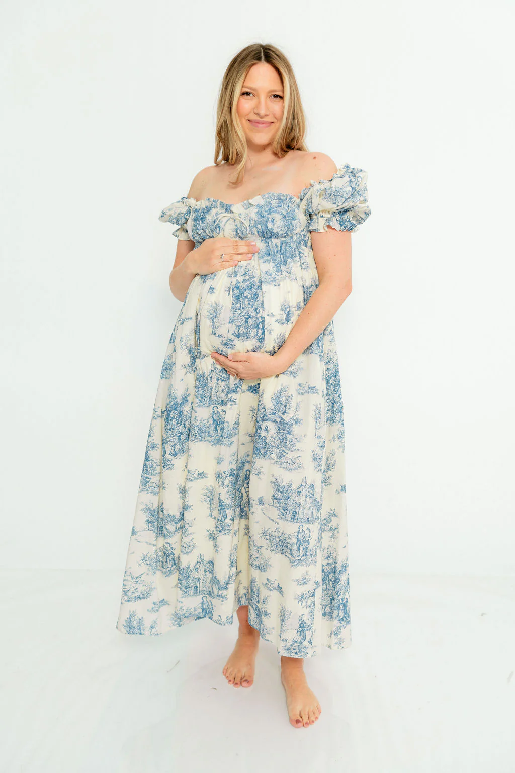 Olivia 100% Cotton Maxi Dress in Blue Toile - Bump Friendly - Image 20