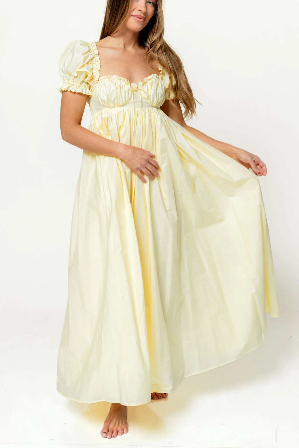 Olivia 100% Cotton Maxi Dress in Butter Yellow - Bump Friendly - Image 17