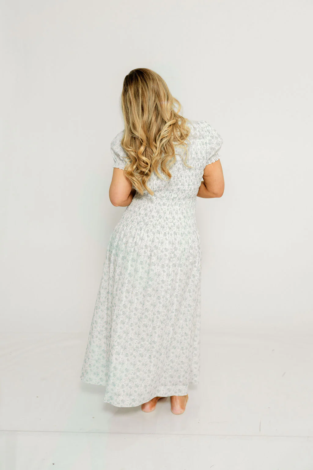 Orchard 100% Cotton Smocked Maxi Dress in Blue - Bump Friendly - Image 10