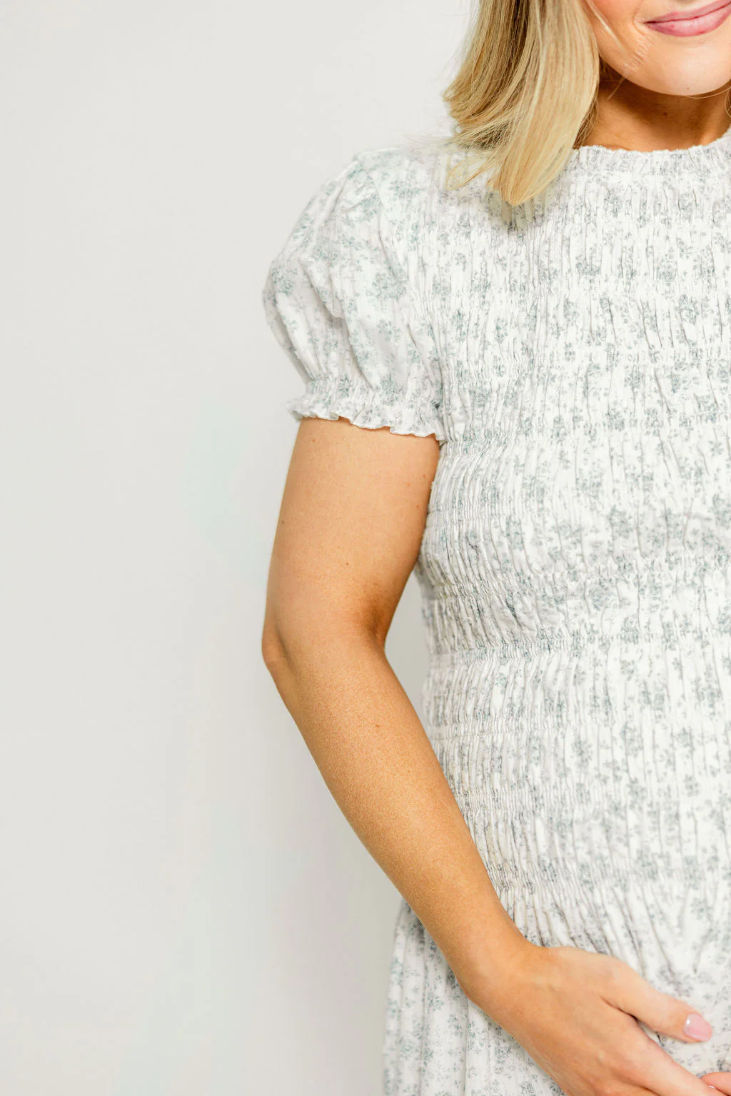 Orchard 100% Cotton Smocked Maxi Dress in Blue - Bump Friendly - Image 12