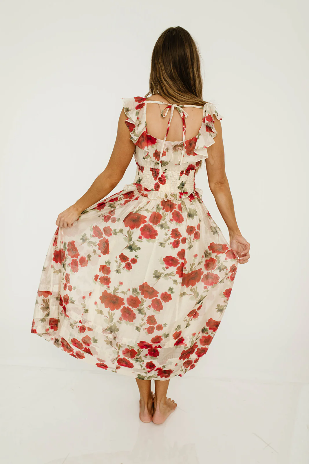 Pamela Floral Midi Dress in Red - Image 15
