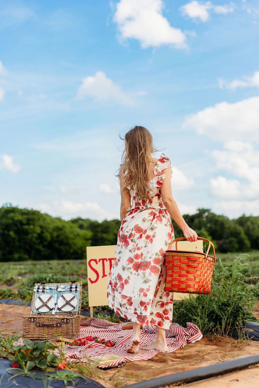 Pamela Floral Midi Dress in Red - Image 17