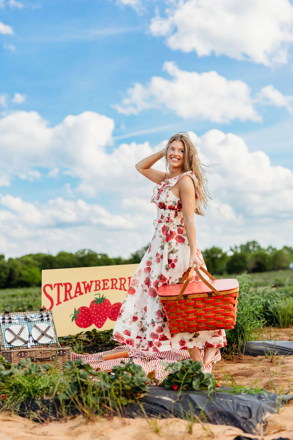 Pamela Floral Midi Dress in Red - Image 18