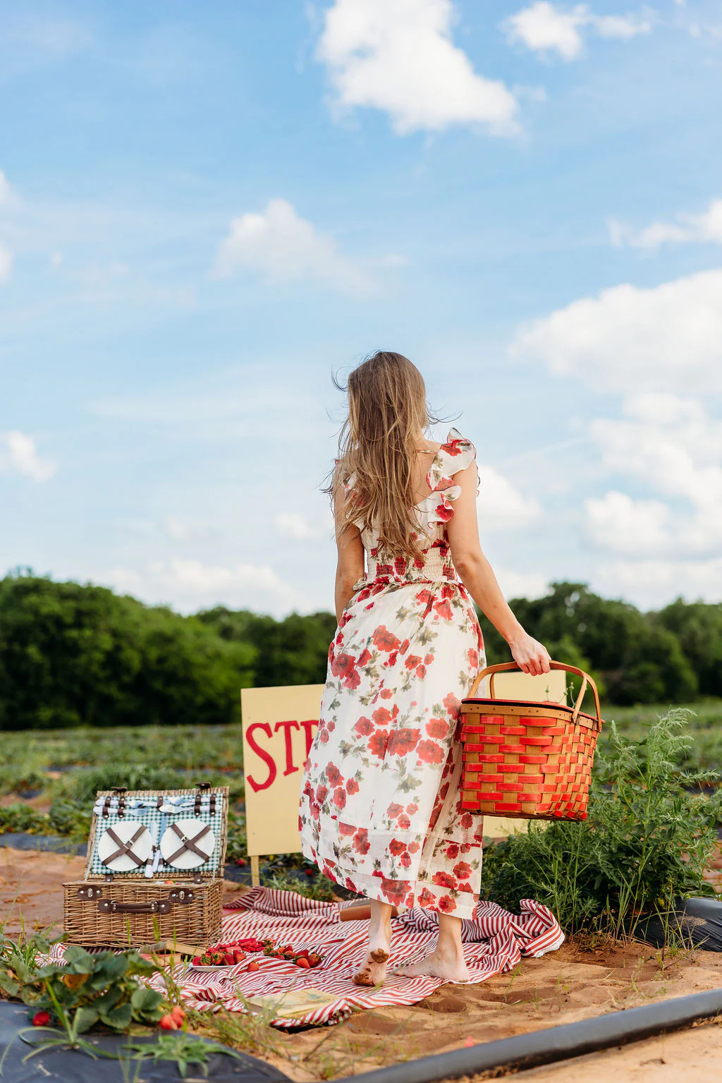 Pamela Floral Midi Dress in Red - Image 7