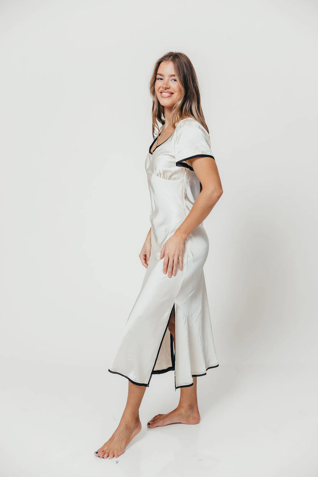 Stephanie Midi Dress in Cream - Image 2