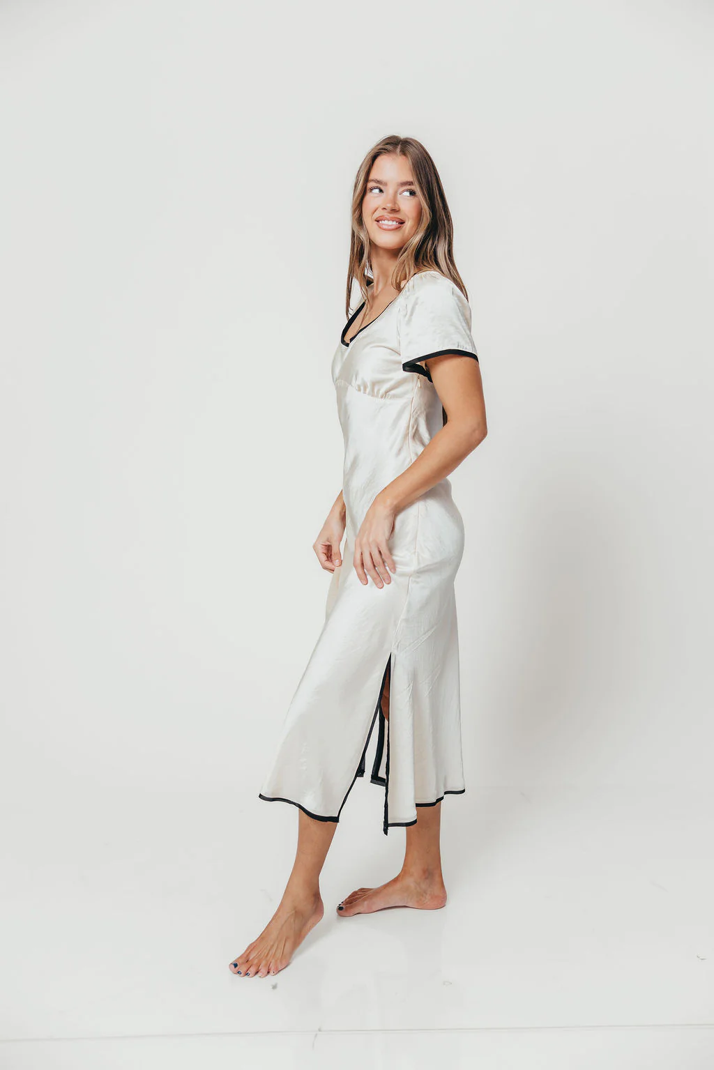Stephanie Midi Dress in Cream - Image 3