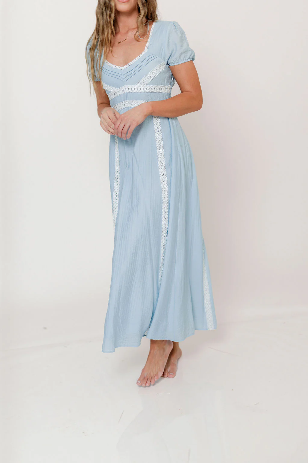 Percy Lace Trim Maxi Dress in Light Blue - Image 3
