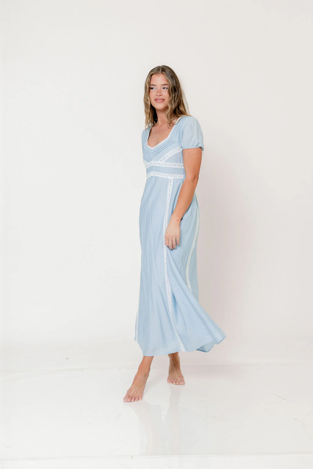 Percy Lace Trim Maxi Dress in Light Blue - Image 4