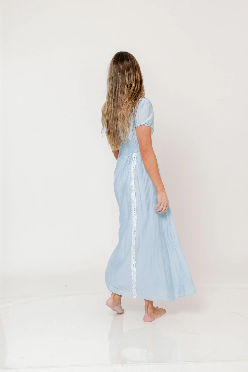 Percy Lace Trim Maxi Dress in Light Blue - Image 6