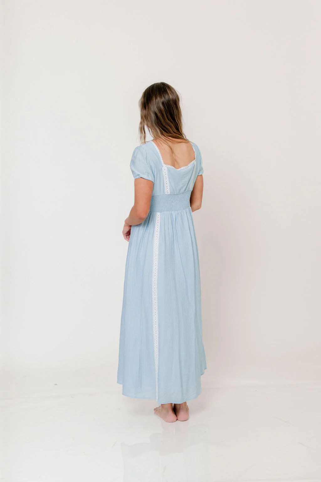Percy Lace Trim Maxi Dress in Light Blue - Image 8