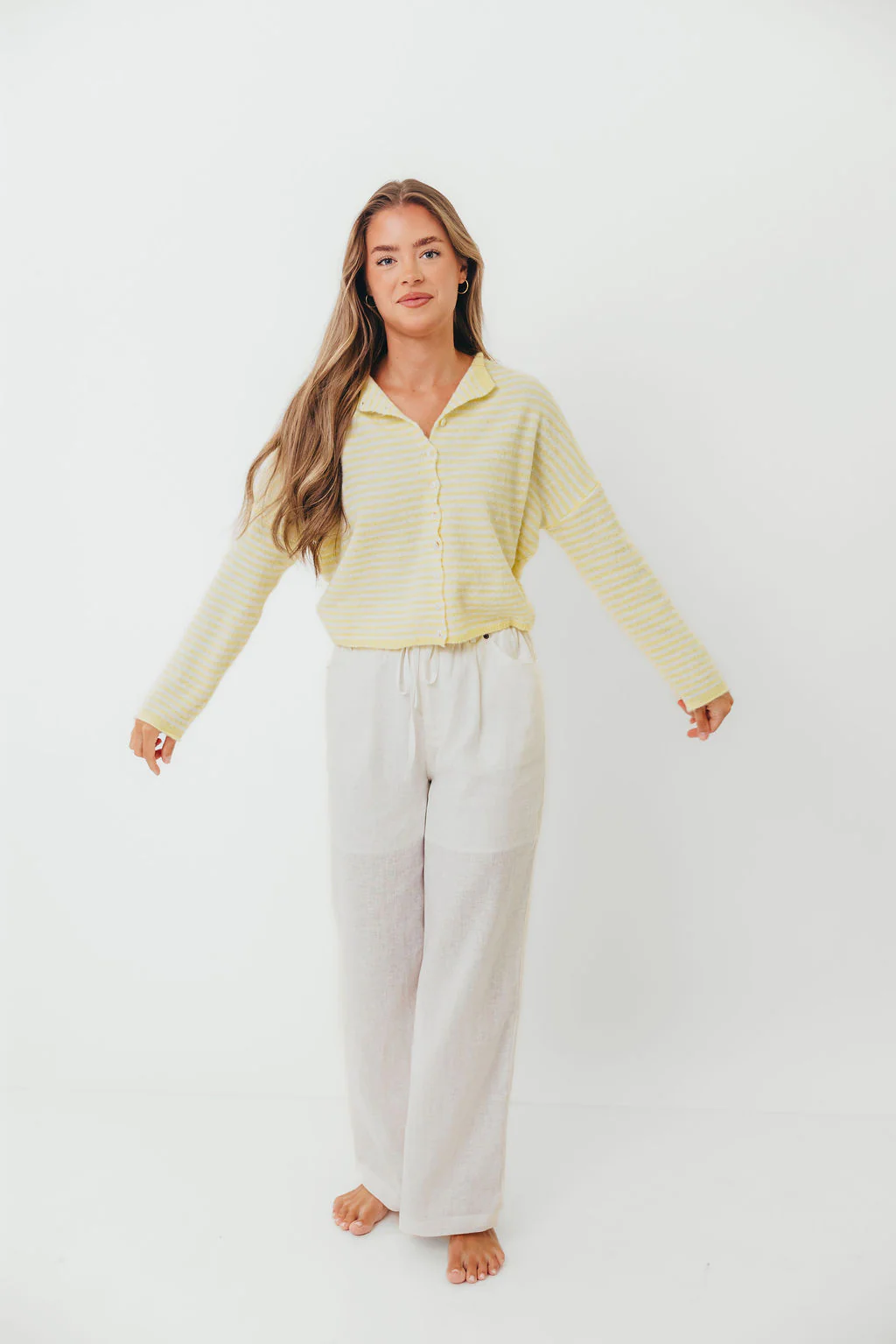 Piper Mini Stripes Cardigan in Butter - Image 3