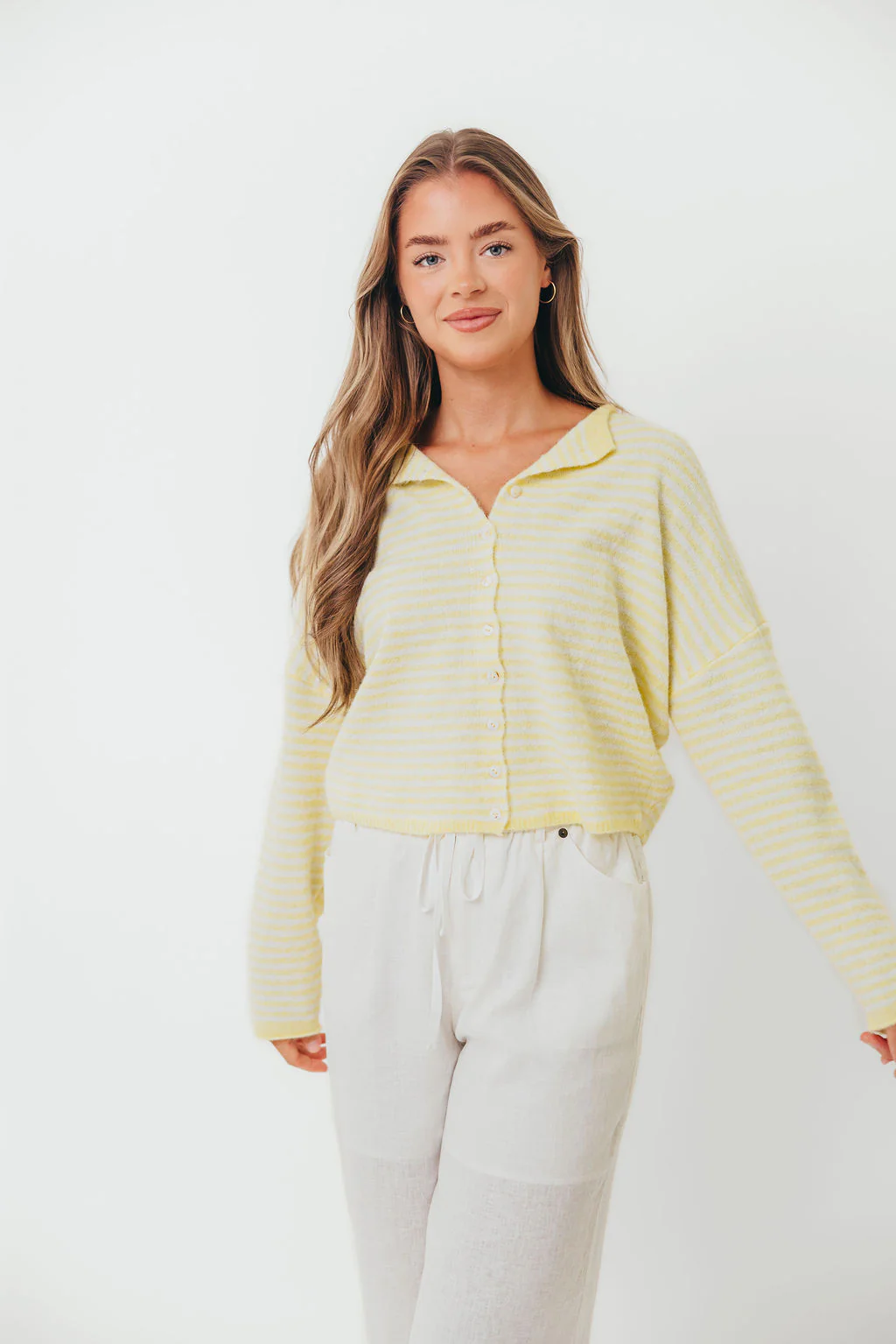 Piper Mini Stripes Cardigan in Butter - Image 4