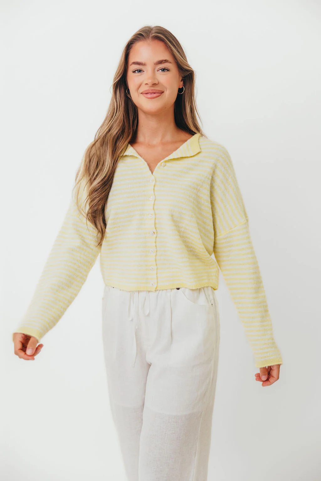 Piper Mini Stripes Cardigan in Butter - Image 5