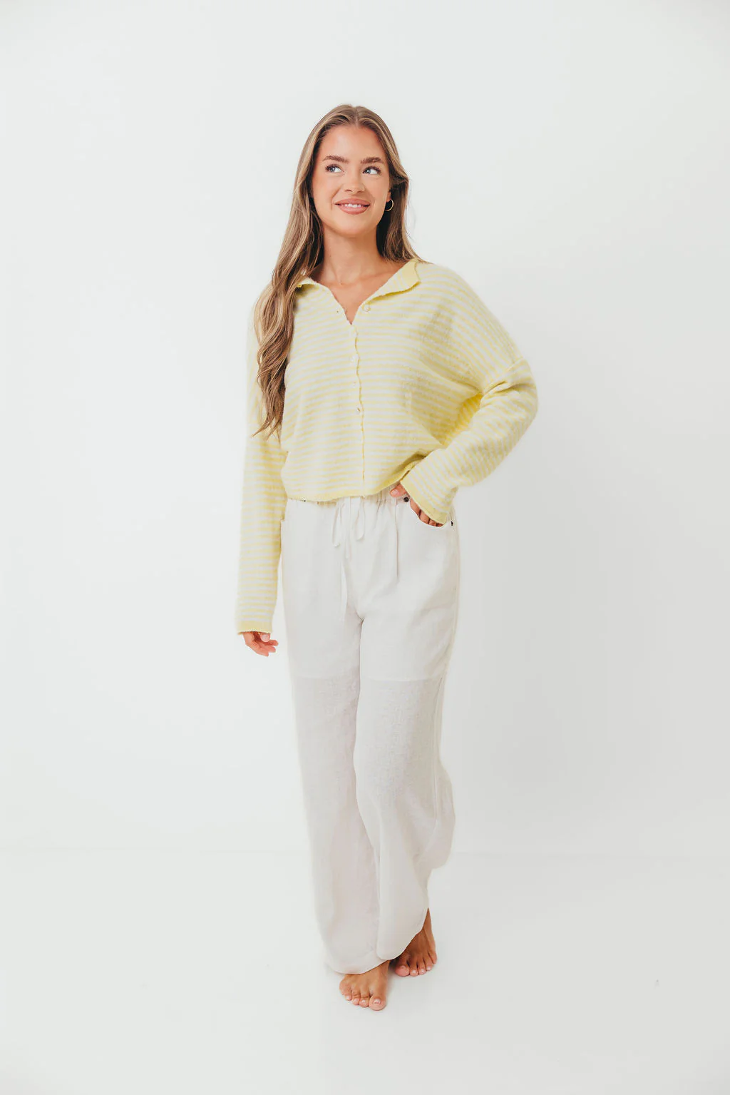 Piper Mini Stripes Cardigan in Butter - Image 6