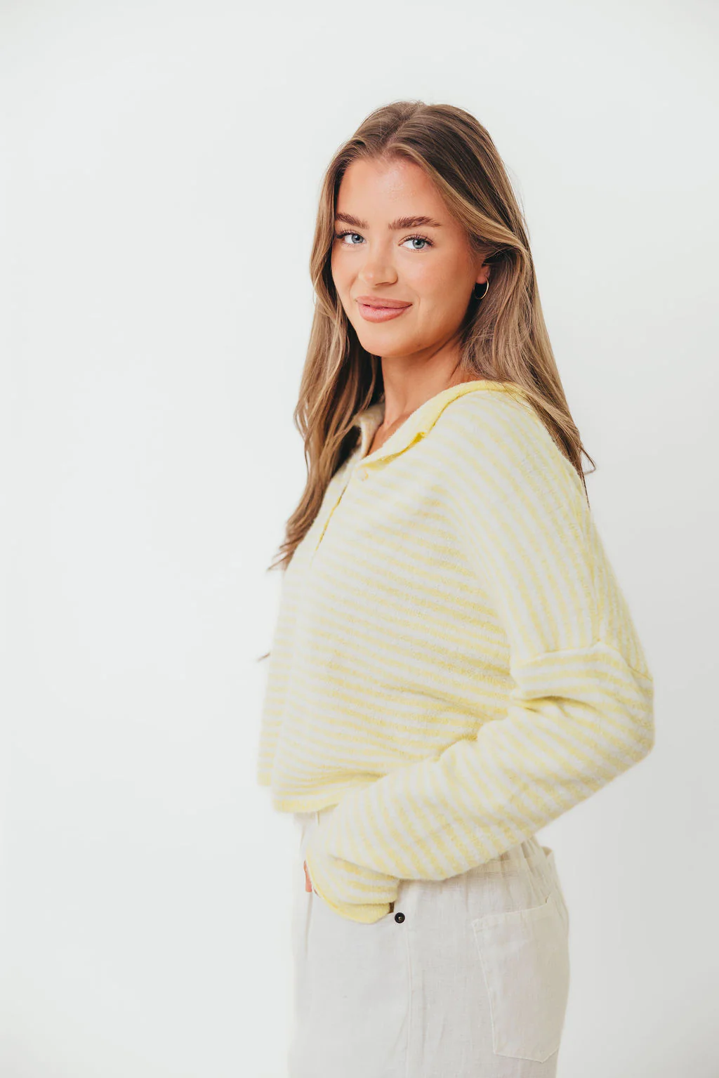 Piper Mini Stripes Cardigan in Butter - Image 8