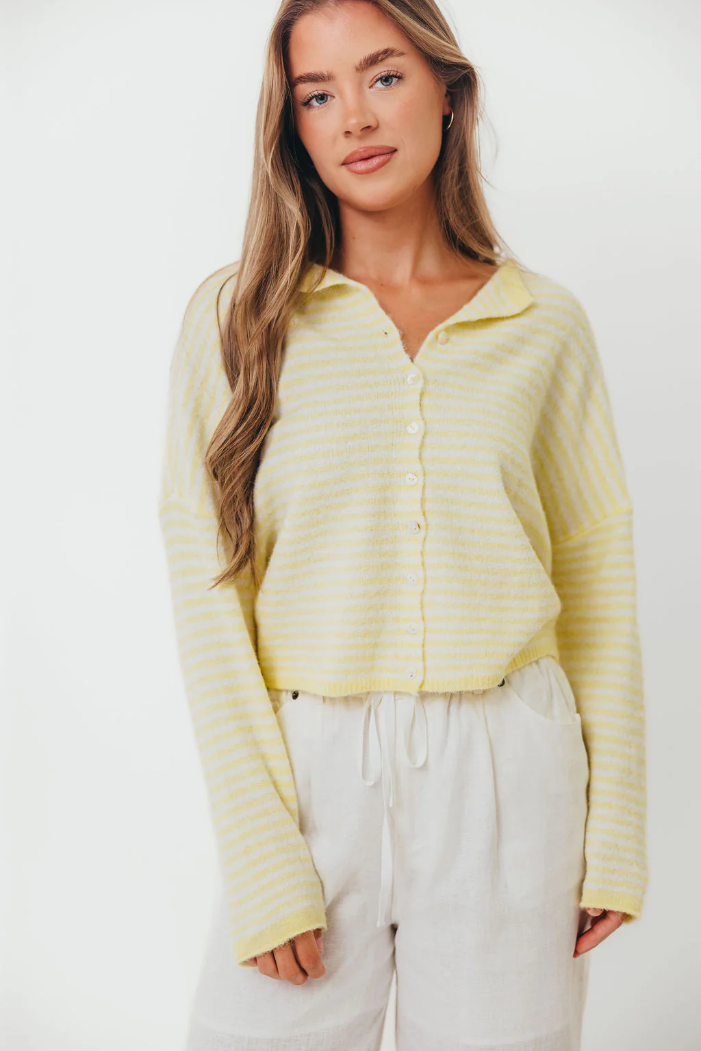 Piper Mini Stripes Cardigan in Butter - Image 9