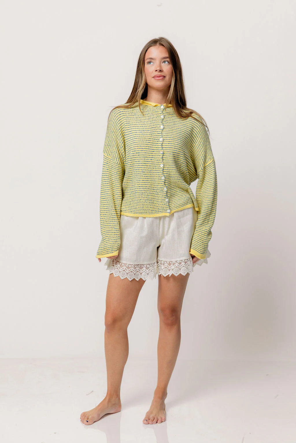 Piper Pin Striped Cardigan in Butter - Image 2