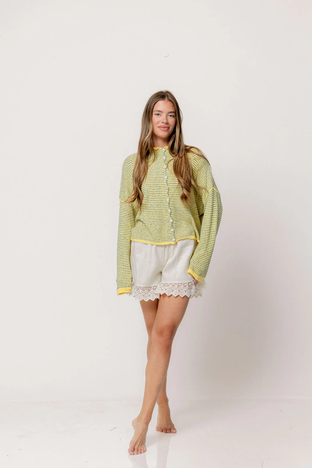 Piper Pin Striped Cardigan in Butter - Image 3