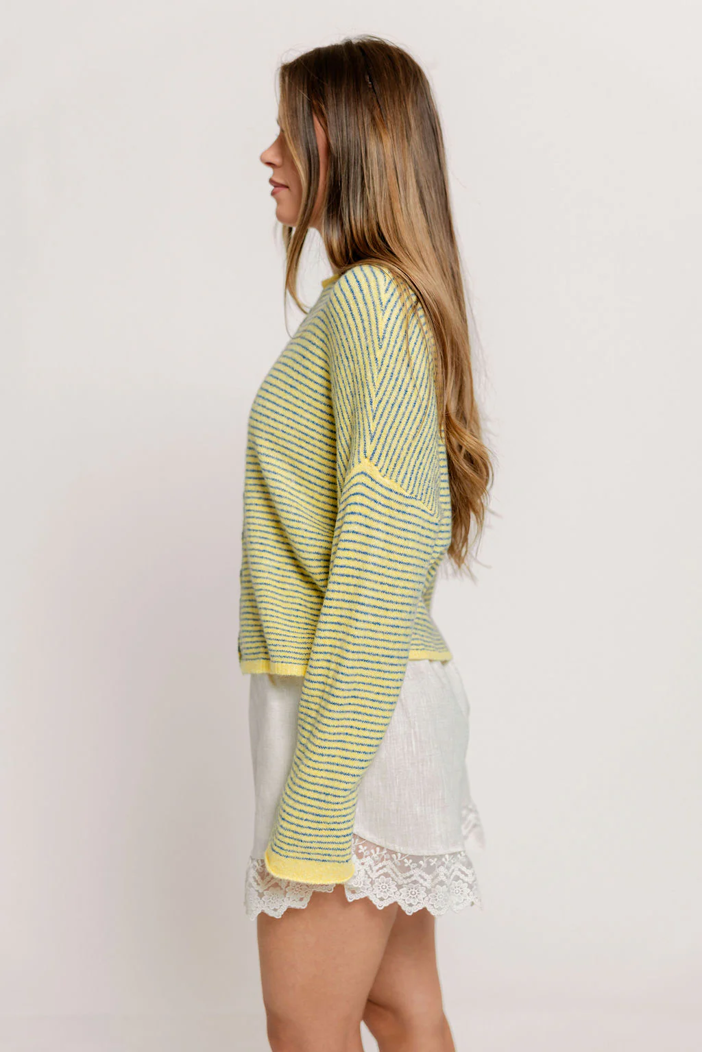 Piper Pin Striped Cardigan in Butter - Image 4
