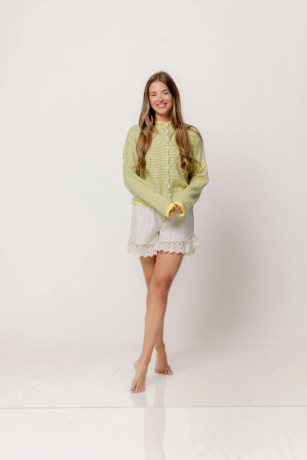 Piper Pin Striped Cardigan in Butter - Image 5