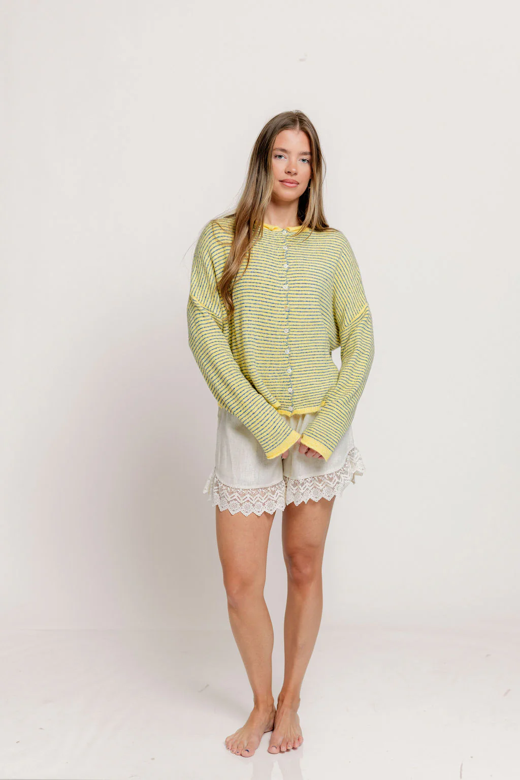 Piper Pin Striped Cardigan in Butter - Image 6