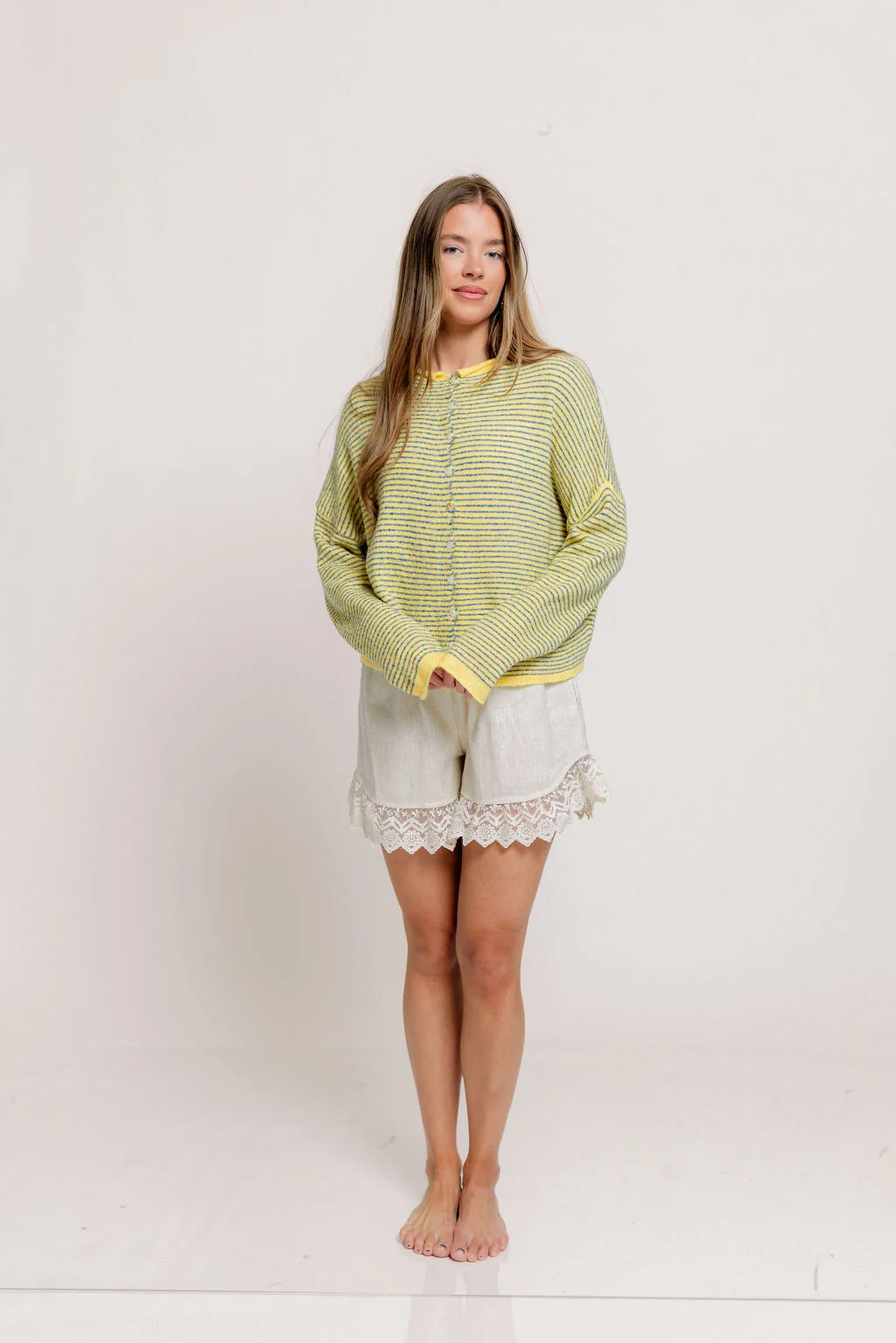 Piper Pin Striped Cardigan in Butter - Image 7