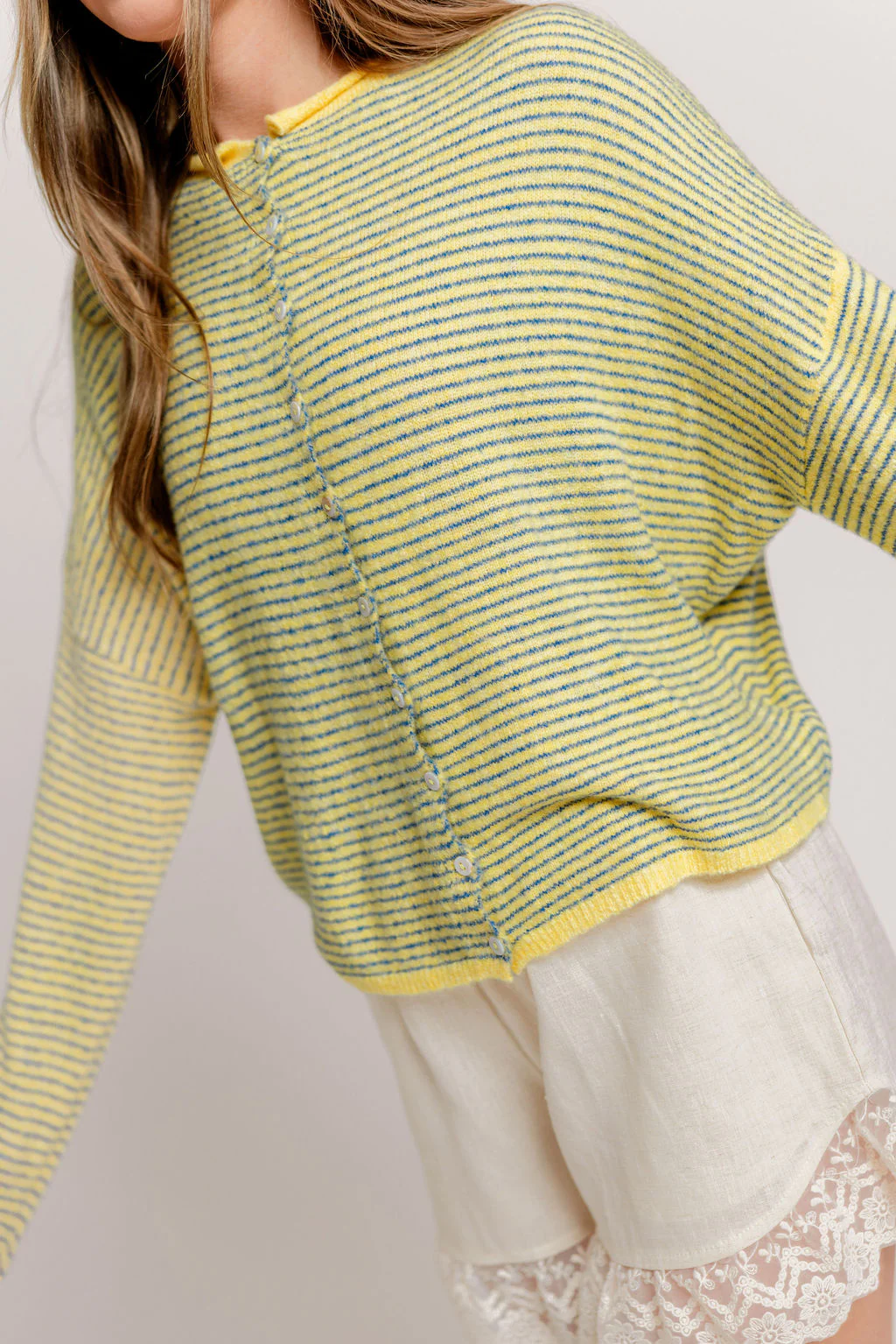 Piper Pin Striped Cardigan in Butter - Image 8