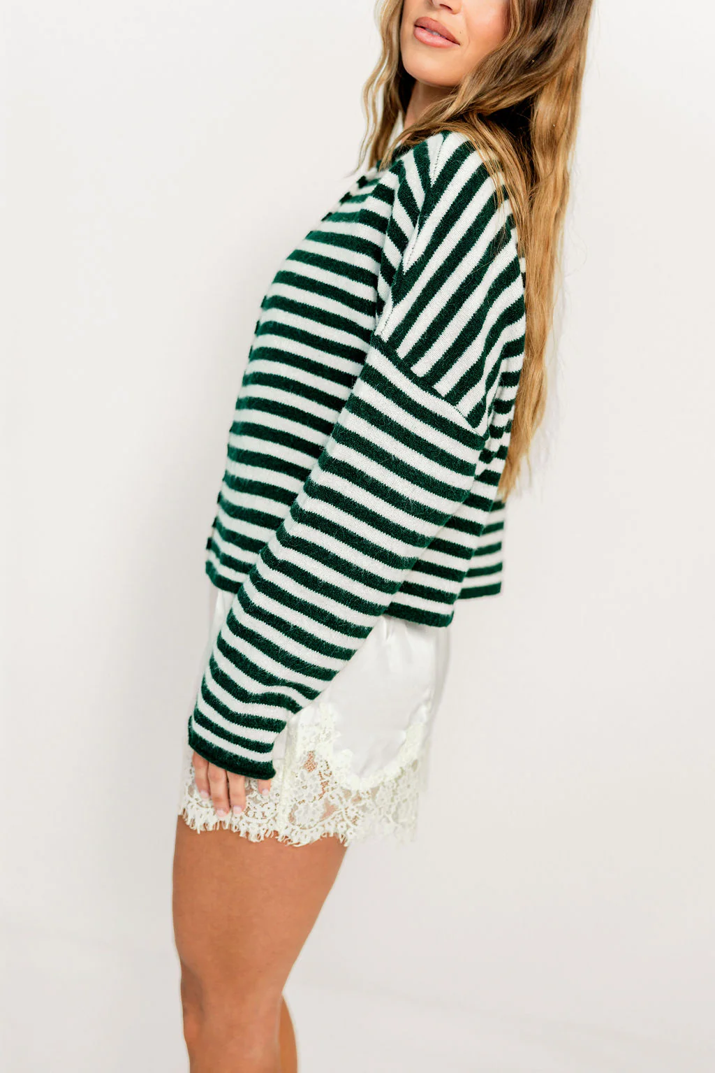 Piper Striped Cardigan in Forest - Image 4