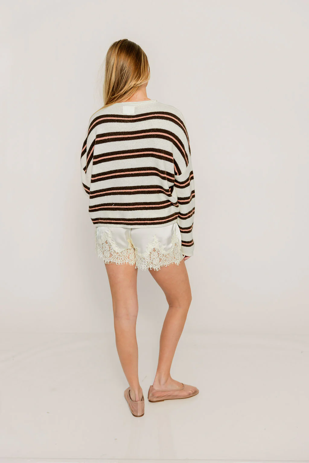 Piper Varsity Striped Cardigan in Ivory - Image 4