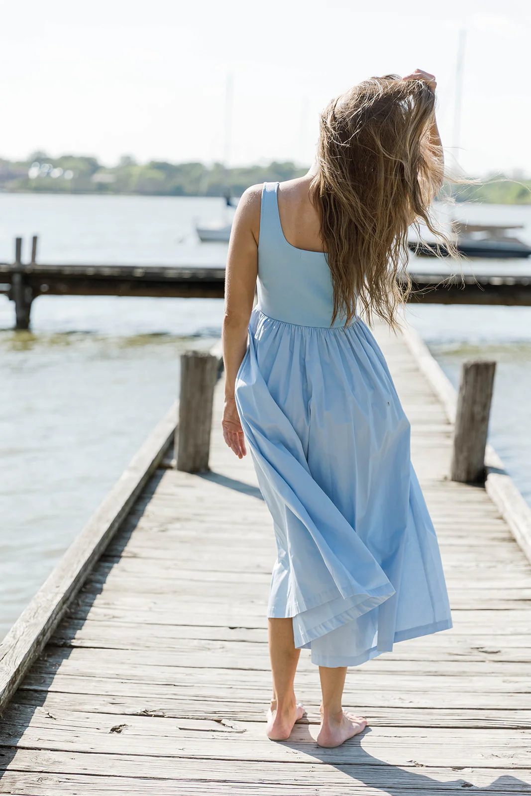 Addie Tank Midi Dress in Blue - Image 3